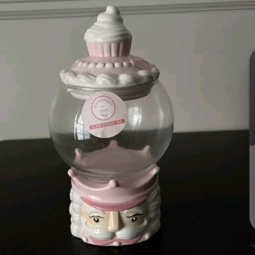 New Peppermint & Pine Christmas Nutcracker Glass Jar-